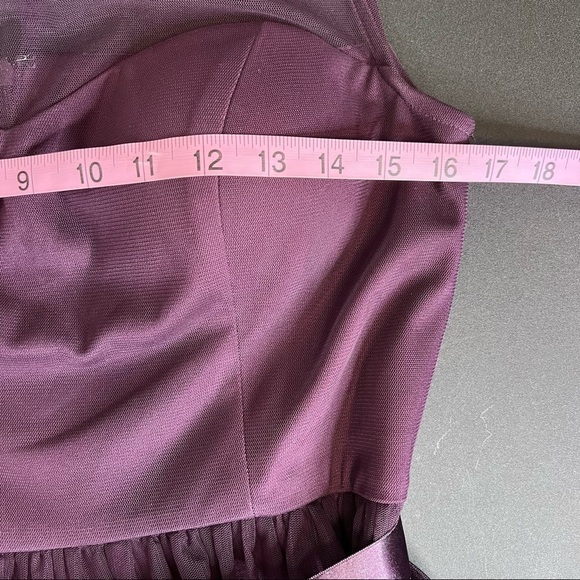 Eliza J Dress Women Small Purple Fit & Flared Chiffon illusion sleeveless Bow  i - Picture 6 of 10